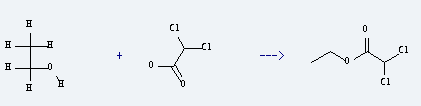 Acetic acid,2,2-dichloro-, ethyl ester is prepared by reaction of dichloroacetic acid with ethanol.